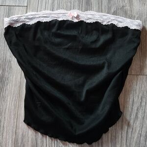 SHEIN Black Camisole with Pink Lace Trim